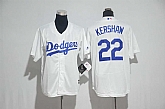 Los Angeles Dodgers #22 Clayton Kershaw White Baseball New Cool Base Stitched Jersey,baseball caps,new era cap wholesale,wholesale hats